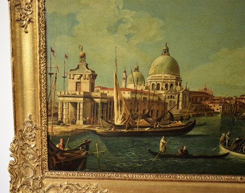 Tableaux et dessins Tableaux XVIIIe siècle - Venise, entré dans le Grand Canal de la "Chiesa della Salute" du XVIIIe